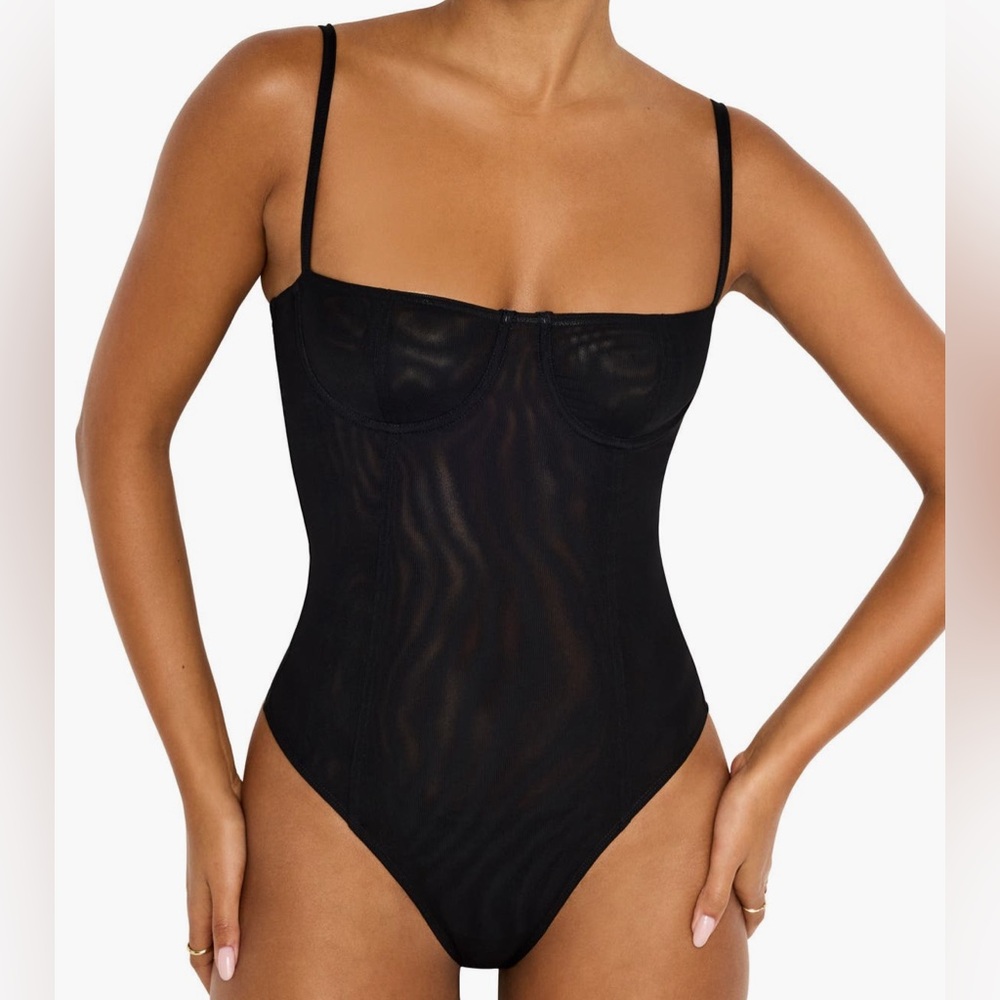 Good American Demi Mesh Corset Bodysuit – Size 2XL (Black)